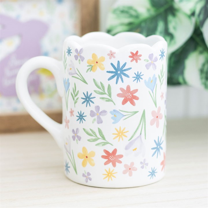 Spring Floral Print Scalloped Mug 1 Spring Floral Print Scalloped Mug