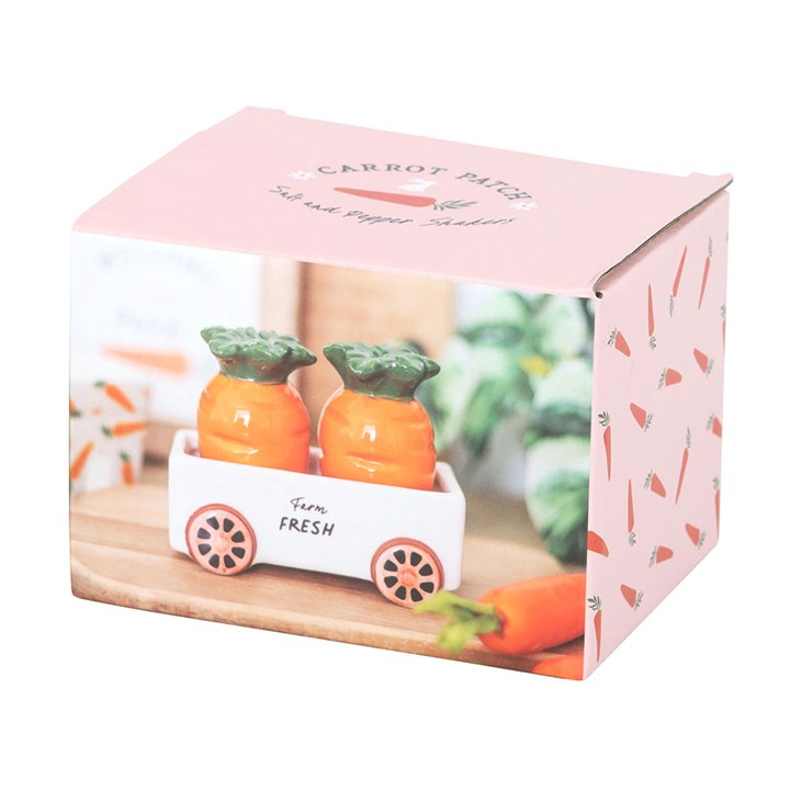 Carrot Salt and Pepper Shakers in Wagon 5 CT 372254