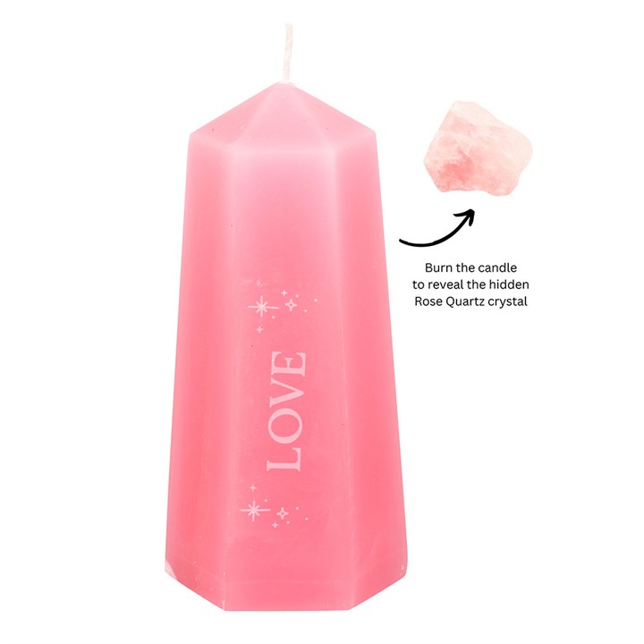 Love Crystal Candle with Rough Rose Quartz 2 CW 920241