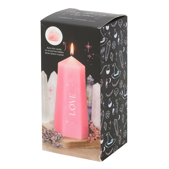 Love Crystal Candle with Rough Rose Quartz 5 CW 920244