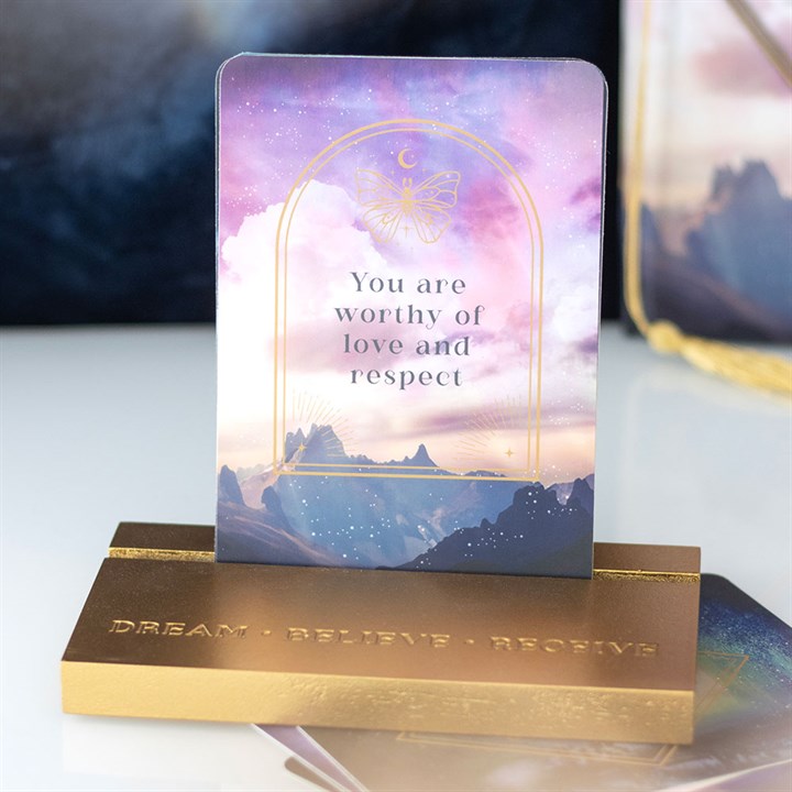 Ethereal Affirmation Cards with Wooden Stand 1 Ethereal Affirmation Cards with Wooden Stand