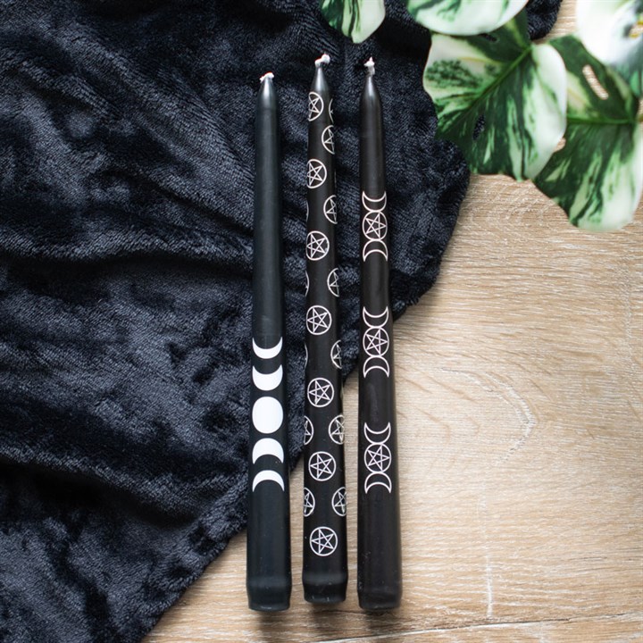 Set of 3 Black Magic Mystical Taper Candles 5 FI 419244