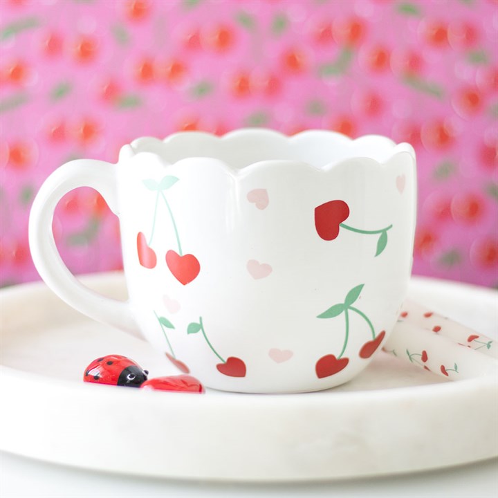 Scalloped Cherry Print Mug 1 Scalloped Cherry Print Mug