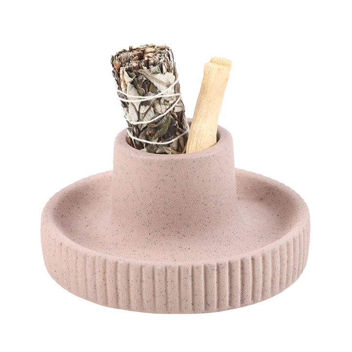 Greige Ribbed Smudge Bowl 2 PS 019251