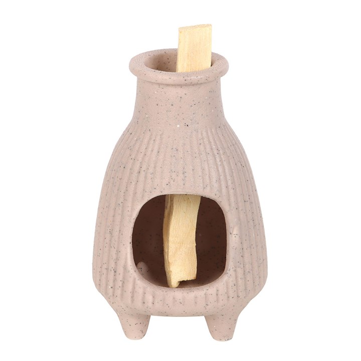 Greige Ribbed Palo Santo Burner 3 PS 022252
