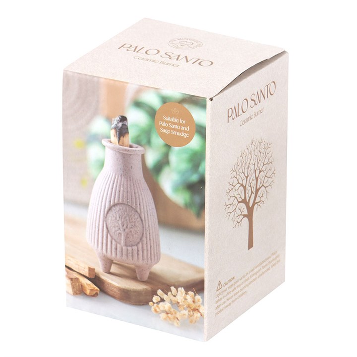 Greige Ribbed Palo Santo Burner 5 PS 022254