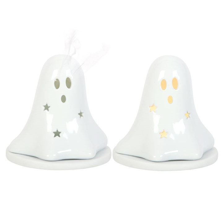 Ceramic Ghost Tealight and Incense Cone Holder 1 Ceramic Ghost Tealight and Incense Cone Holder