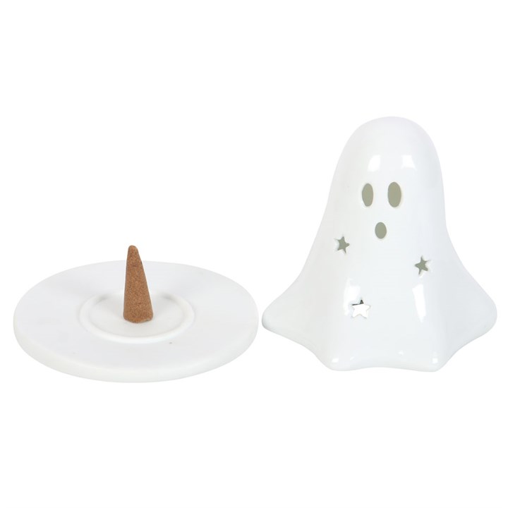 Ceramic Ghost Tealight and Incense Cone Holder 3 S03720662 13
