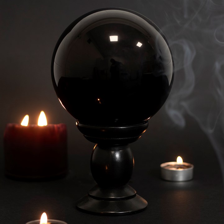 Large Black Crystal Ball on Stand 2 S03721070 12