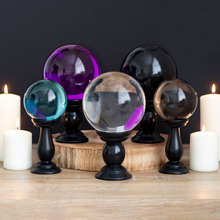 Large Black Crystal Ball on Stand 3 S03721070 13