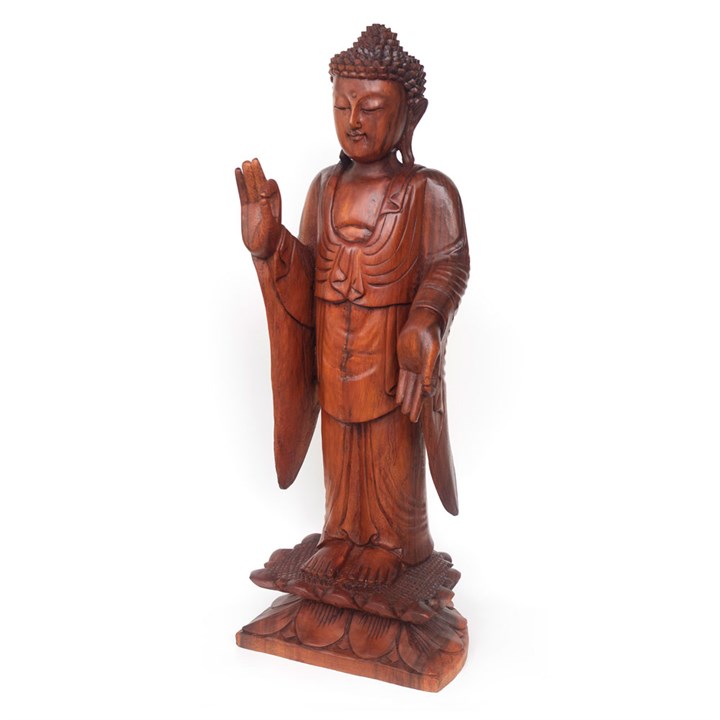 Natural Acacia Wood Standing Buddha 2 S03721250 12