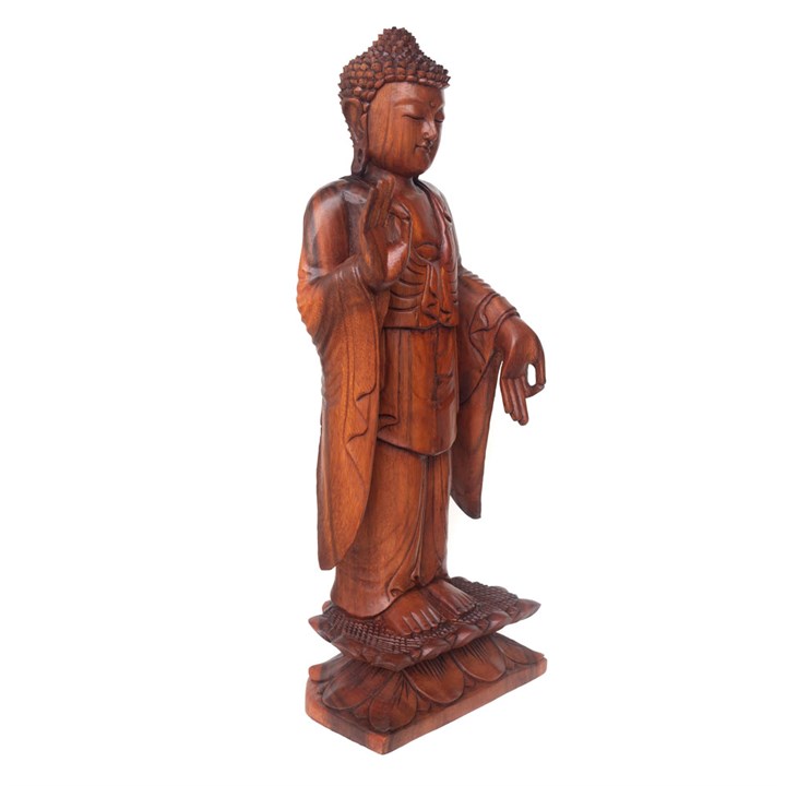 Natural Acacia Wood Standing Buddha 3 S03721250 13