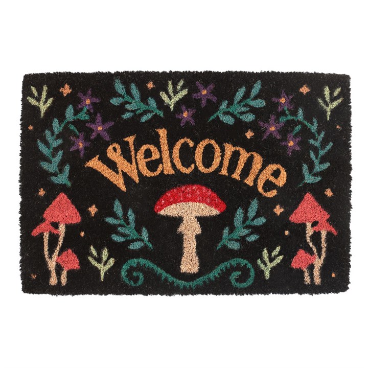 Black Mushroom Welcome Doormat 1 Black Mushroom Welcome Doormat