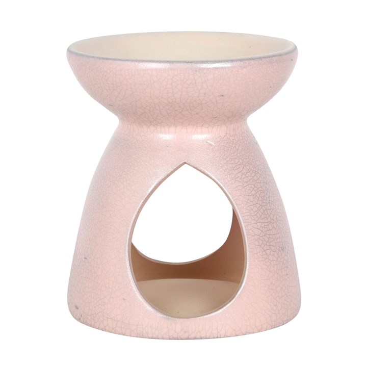 Pink Oil Burner With Grey Crackle Pattern 1 Pink Oil Burner With Grey Crackle Pattern
