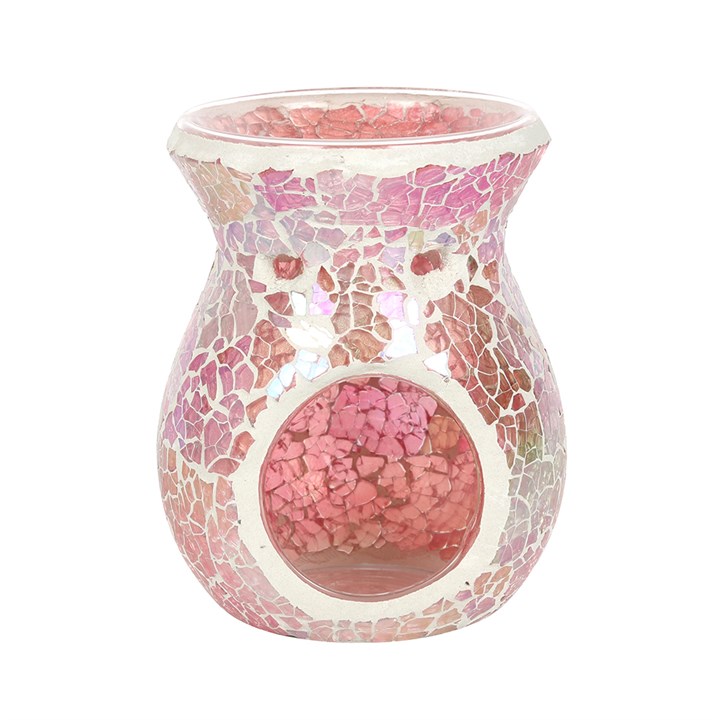 Small Pink Iridescent Crackle Oil Burner 1 Small Pink Iridescent Crackle Oil Burner