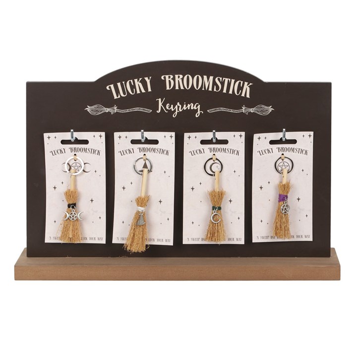 Set of 24 Lucky Broomstick Keyrings on Display 1 Set of 24 Lucky Broomstick Keyrings on Display