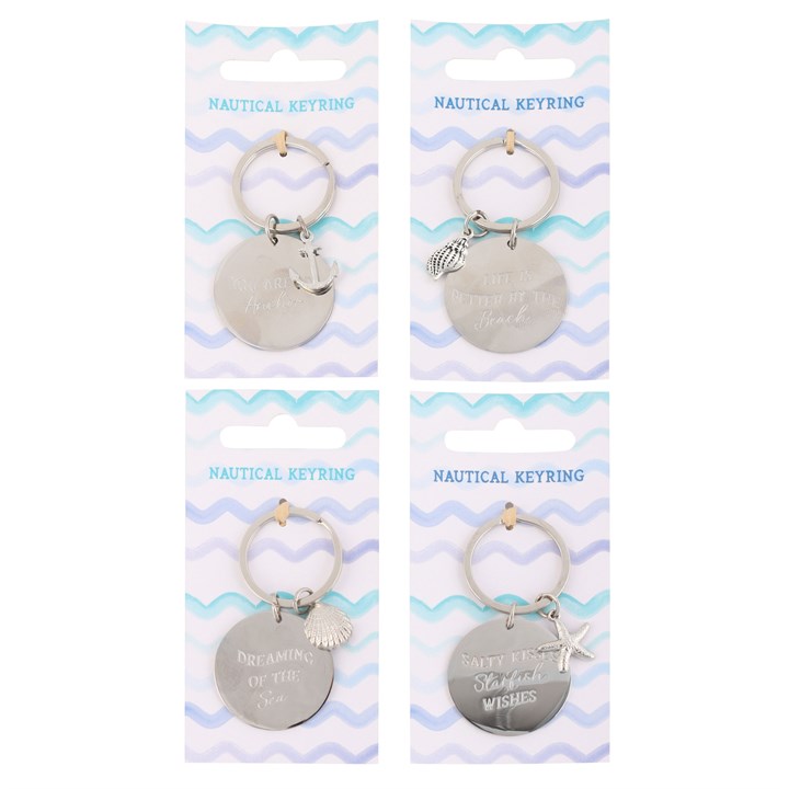 Pack of 12 Nautical Metal Keyrings 1 Pack of 12 Nautical Metal Keyrings