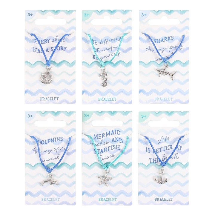 Pack of 12 Nautical Bracelets with Metal Charms 1 Pack of 12 Nautical Bracelets with Metal Charms