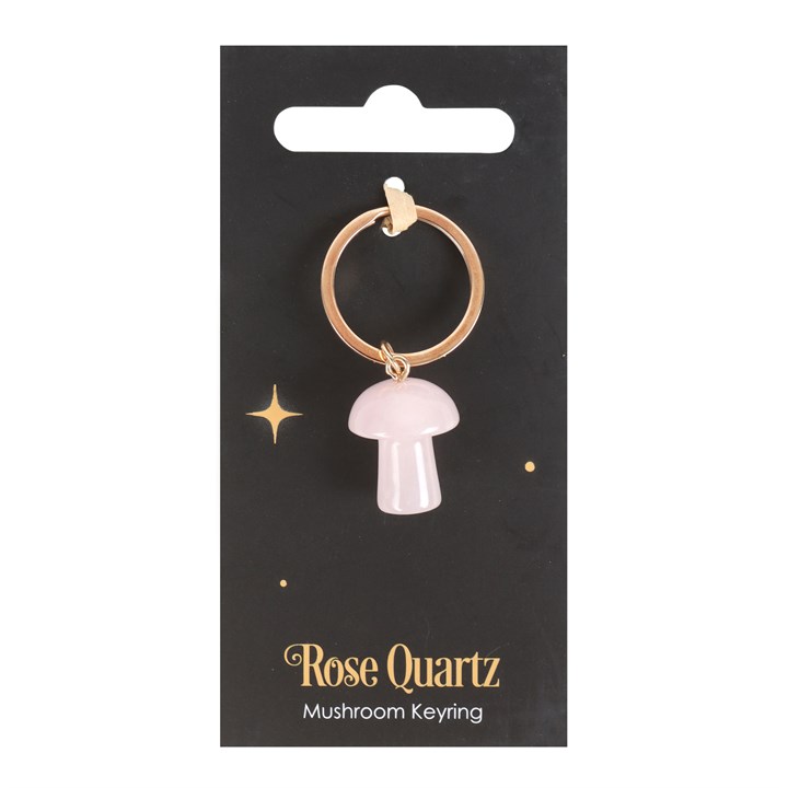 Rose Quartz Crystal Mushroom Keyring 1 Rose Quartz Crystal Mushroom Keyring