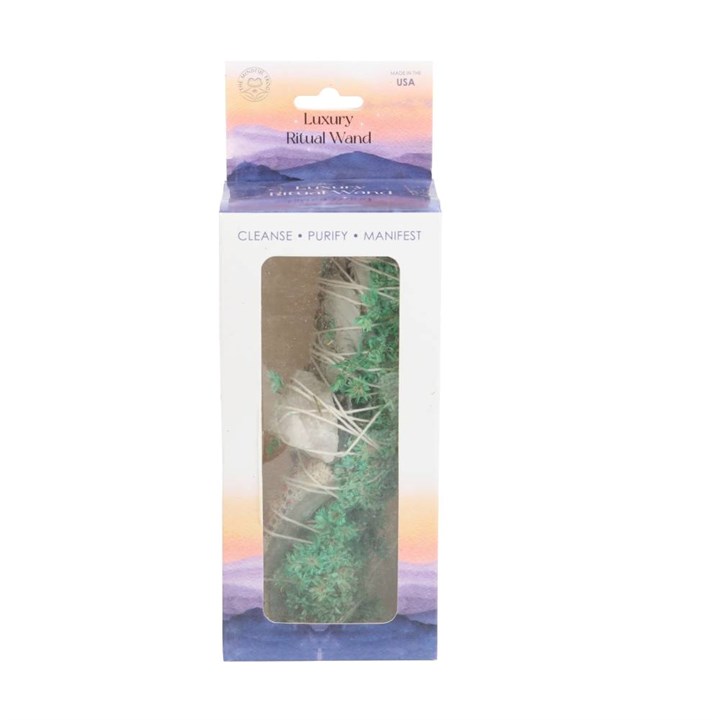 6in Ritual Wand Smudge Stick with White Sage, Abalone and Quartz 4 S03723461 14
