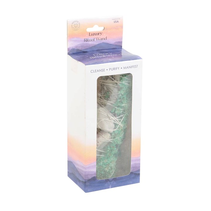 6in Ritual Wand Smudge Stick with White Sage, Abalone and Quartz 5 S03723461 15