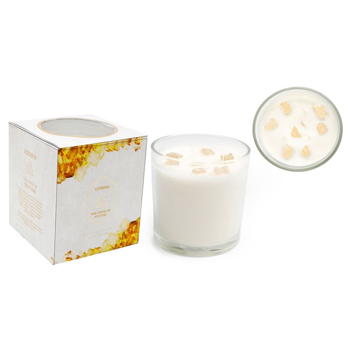 12cm Summer Garden Candle with Yellow Citrine Crystals 1 12cm Summer Garden Candle with Yellow Citrine Crystals