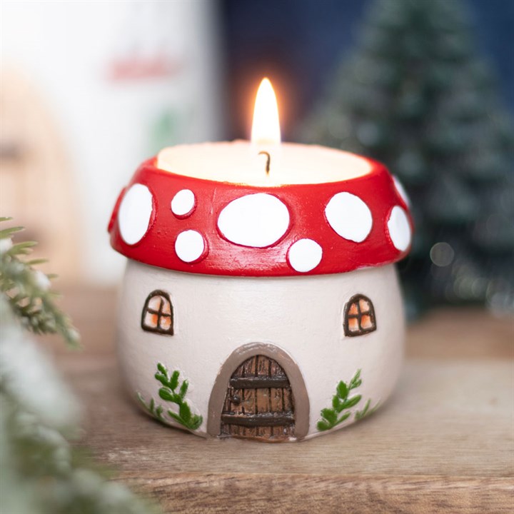 Mushroom House Resin Tealight Holder 4 S03723692 14