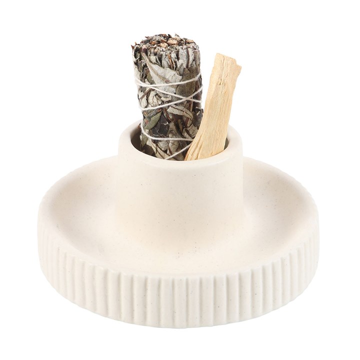 Cream Ribbed Smudge Bowl 1 Cream Ribbed Smudge Bowl