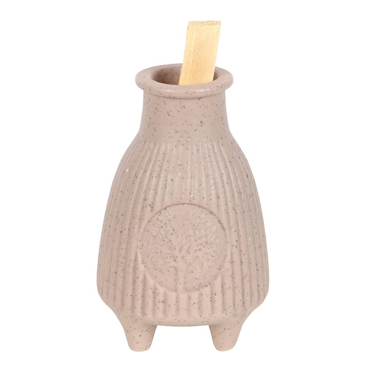 Greige Ribbed Palo Santo Burner 1 Greige Ribbed Palo Santo Burner