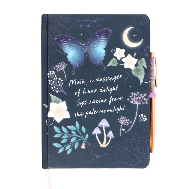 Midnight Moth Journal with Amethyst Pen 1 Midnight Moth Journal with Amethyst Pen