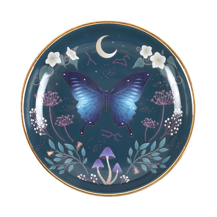 Round Midnight Moth Trinket Dish 1 Round Midnight Moth Trinket Dish