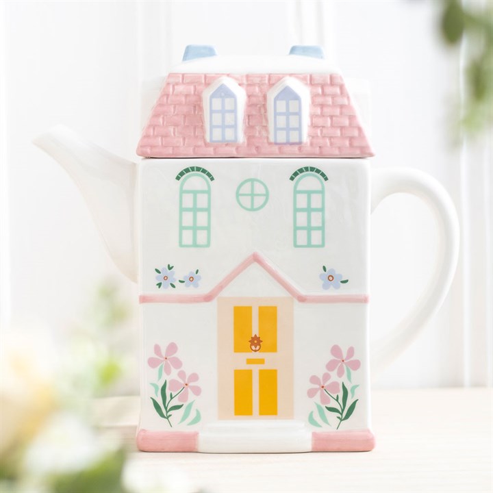 Pastel House Shaped Teapot 1 Pastel House Shaped Teapot