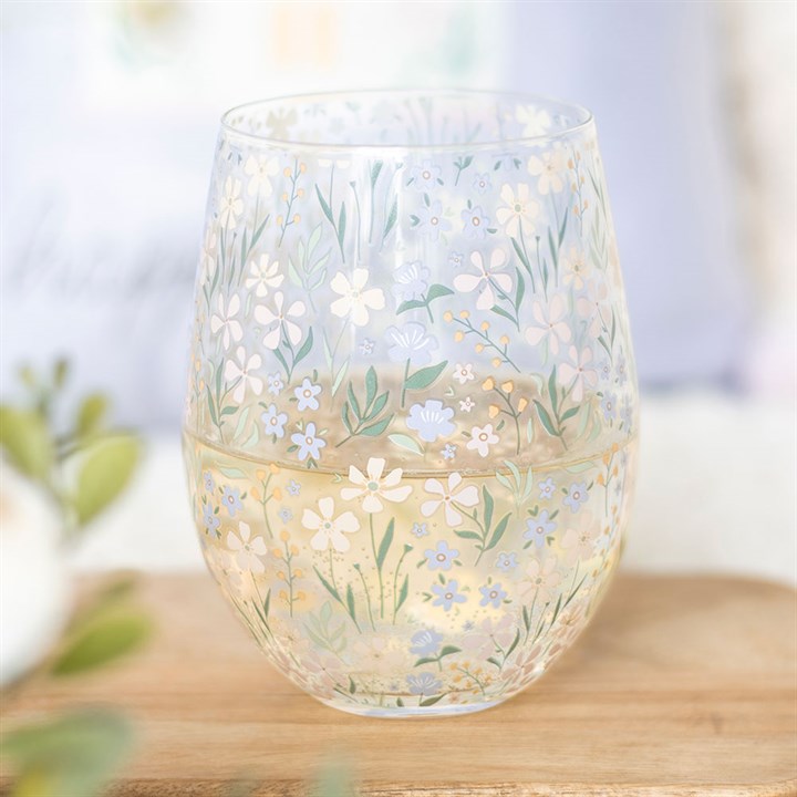 Ditsy Floral Print Stemless Glass 1 Ditsy Floral Print Stemless Glass