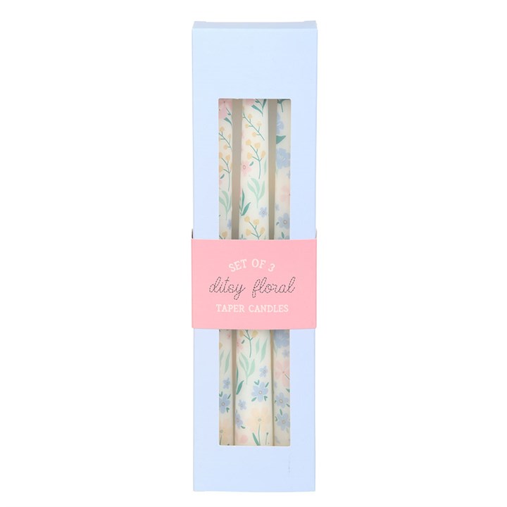 Set of 3 Ditsy Floral Taper Candles 2 SW 291251