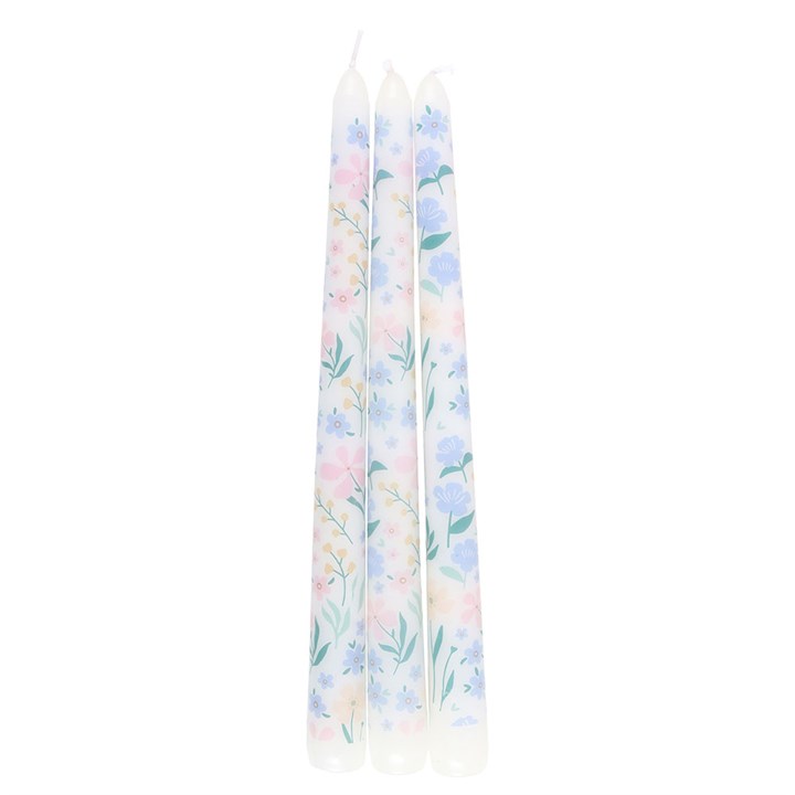 Set of 3 Ditsy Floral Taper Candles 4 SW 291253