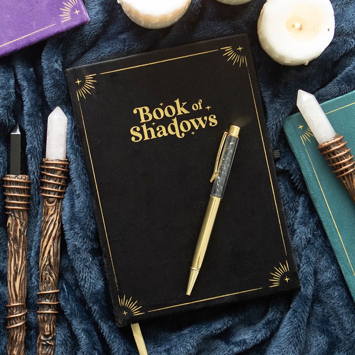 Book of Shadows Journal with Black Obsidian Crystal Pen 1 Book of Shadows Journal with Black Obsidian Crystal Pen