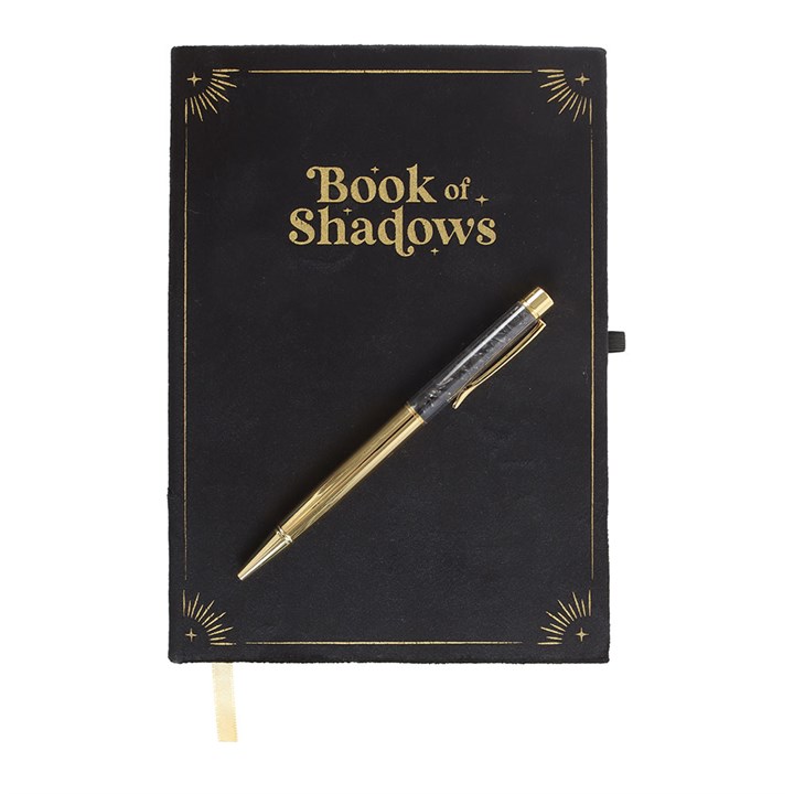 Book of Shadows Journal with Black Obsidian Crystal Pen 3 WA 303252